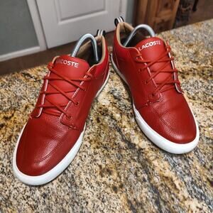 Lacoste Red Bayliss Sneakers Size 8.5 USA Model 35242 1019
